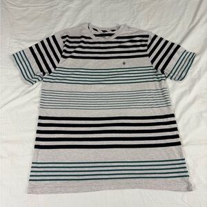 Volcom Mens Gray Striped Shorts Sleeve T-Shirt Size XXL